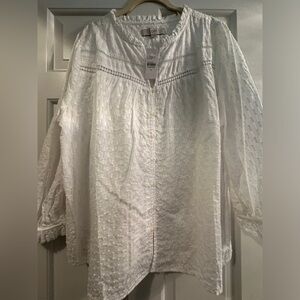 LOFT long sleeved white top